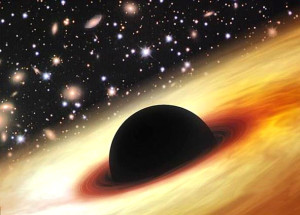科學家發現質量為太陽一千二百萬倍大的黑洞。圖為示意圖。p1045-a4-01