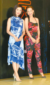 明星田中千繪（左）、謝欣穎日前在台灣出席記者會，兩人在電影《屍憶》中詮釋以「冥婚」為本的恐怖劇情。p1065-a5-02