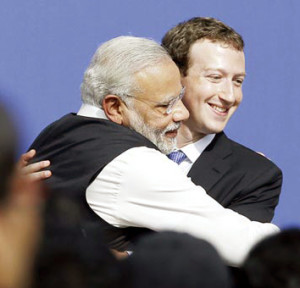 印度總理莫迪擁抱臉書的老闆馬克祖克柏p1076-a4-09