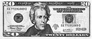 現行20元美鈔肖像為前總統傑克森。p1105-a2-02a