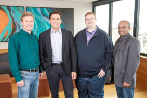 圖左起Argo AI公司營運長Peter Rander、Ford總裁暨執行長Mark Fields、Argo AI公司創辦人暨執行長Bryan Salesky、Ford全球產品研發執行副總裁暨科技長Raj Nair。p1148-a4-02