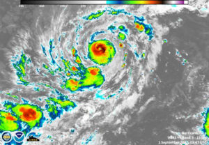 美國颶風探測中心對艾爾瑪颶風走向預測圖