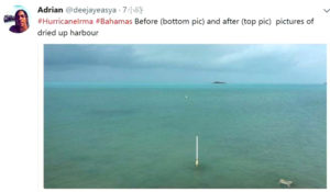 艾瑪颶風前巴哈馬海灘滿滿海水